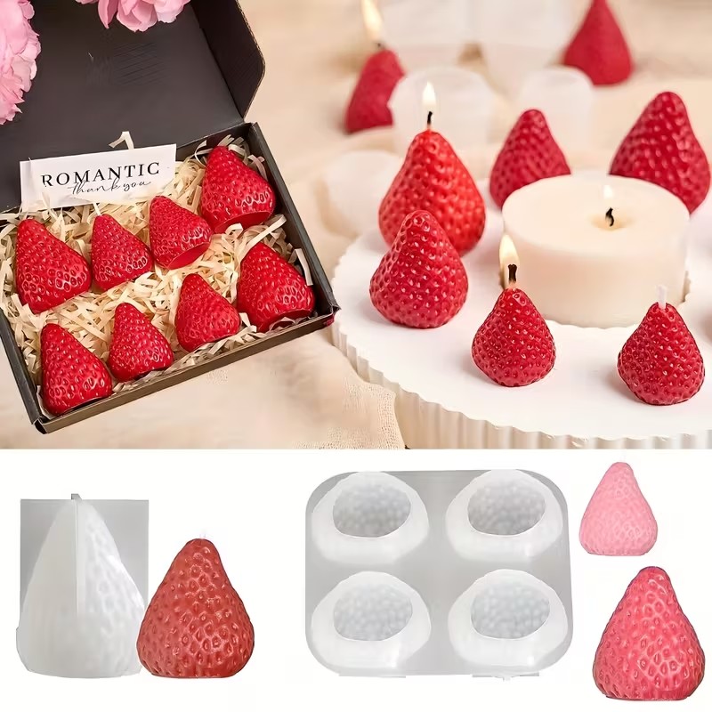Soap Making Accessories - Strawberry Silicone Candle Mold for DIY