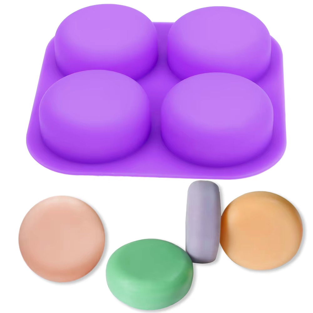 Soap Making Accessories - 1-2 PCS 4 Cavity Reusable Round